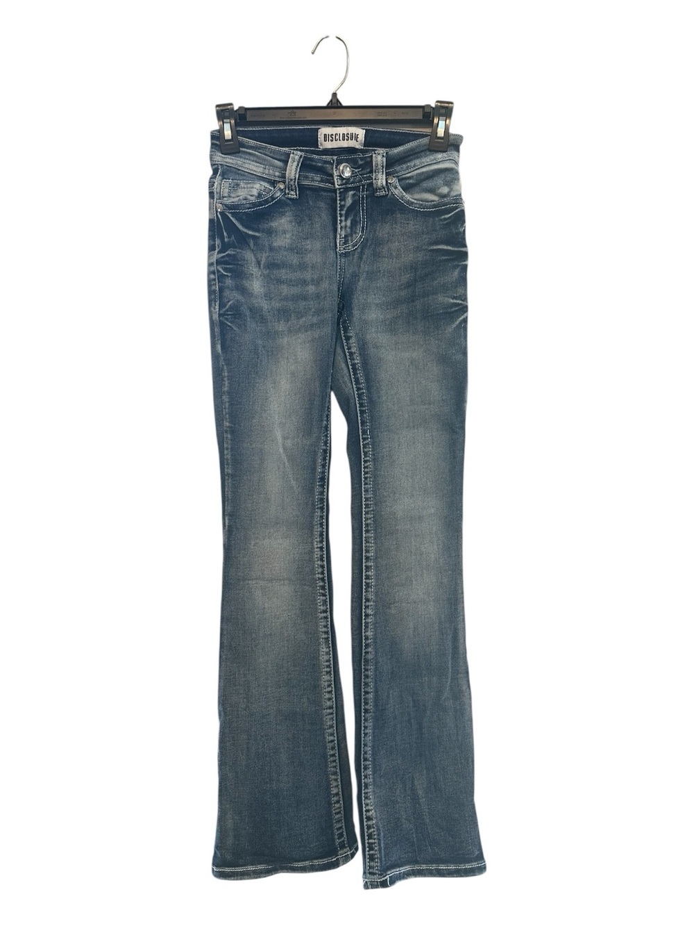 Vintage Y2K Disclosure Women’s Boot Cut Jeans w/ Red Heart & Embroidered Wings 0 - Picture 3 of 8
